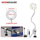 Лупа NEWACALOX 3X с подсветкой, светильник со светодиодсветодиодный подсветкой, 3 цвета, увеличительное стекло, паяльный инструмент, лупа, настольная лампа для чтения с зажимом