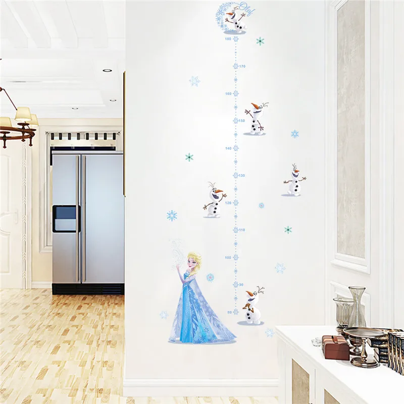 

Cartoon Olaf Elsa Wall Stickers Height Measure For Kids Room Livingroom Home Decoration Frozen Decal Mural Art Growth Chart