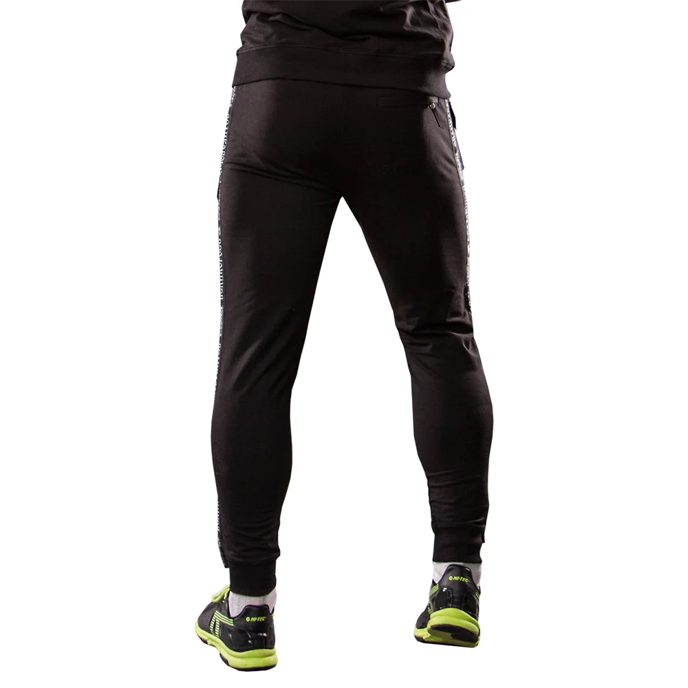 Спортивные штаны Великоросс черного цвета жаккардовые лампасы и брендовые