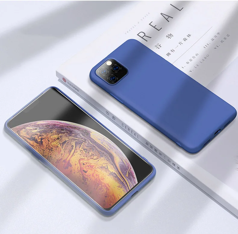 Тонкий мягкий чехол для iPhone 11 Pro 7 8 6 6s Plus, жидкий силиконовый чехол, карамельный цвет, чехол для iPhone X Xs 11 Pro Max XR - Цвет: DBlue