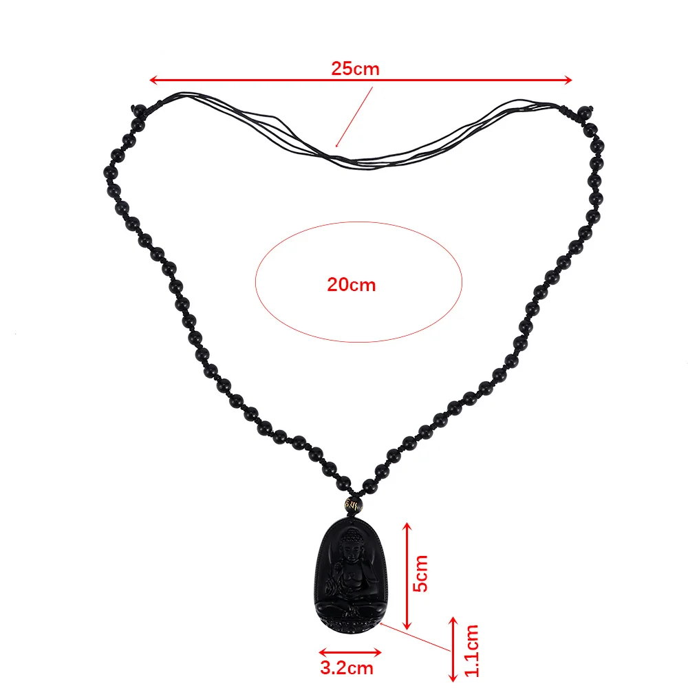 Buddha Pendant Necklace Obsidian Carving Lucky Safe Amulet Women Men Gift Jewelry | Украшения и аксессуары