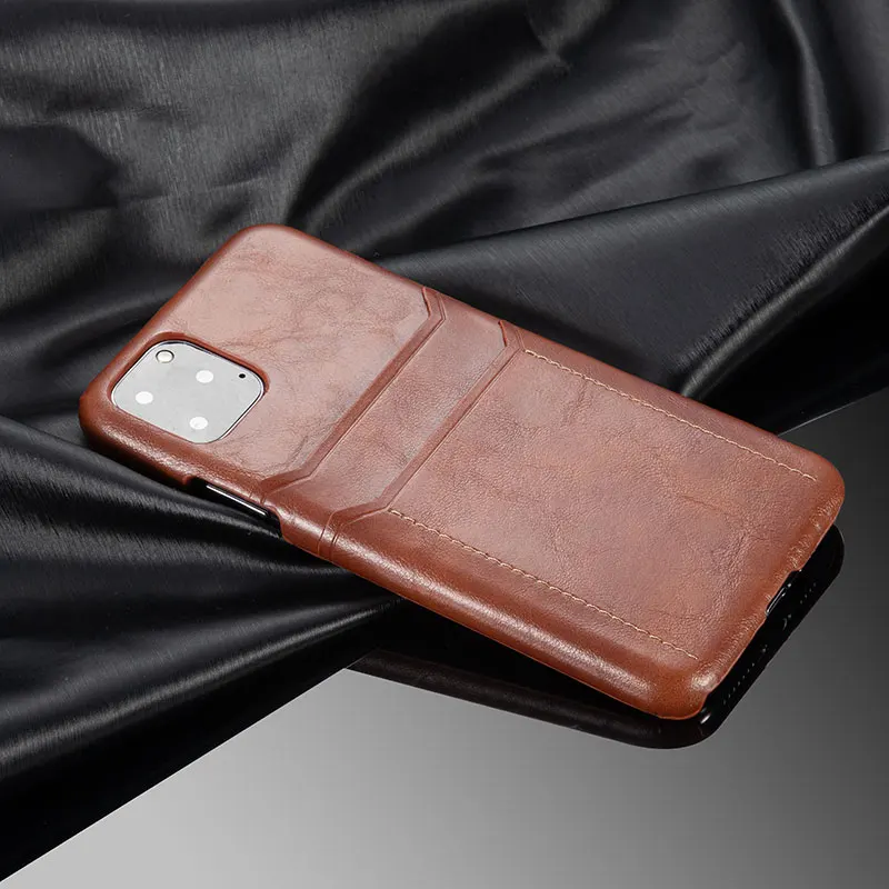Luxury Vintage Leather Back Cover For iPhone 11 11pro Phone Case Pro MAX 2019 Compact Card Slot PU |