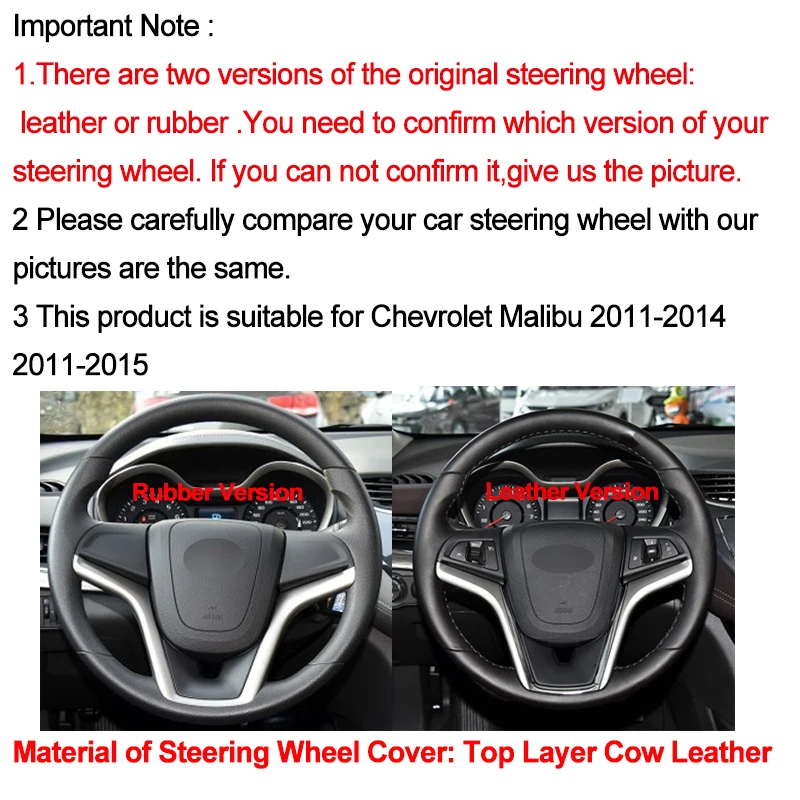 Hand Sewing Car Steering Wheel Cover Volant Braid on the Steering wheel For Chevrolet Malibu 2011 2012 2013 Volt 2011
