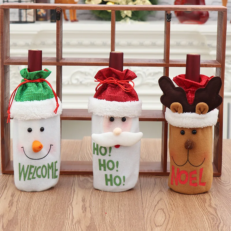 

Christmas New Doll Old Man Snowman Elk Red Wine Set Wine Bottle Bag Christmas Decorations