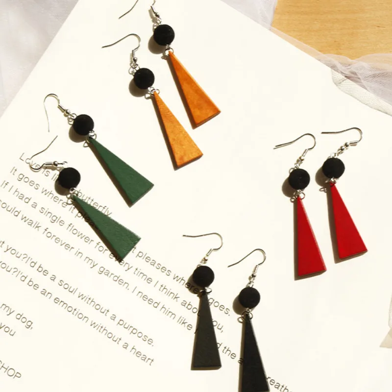 

Vintage Wooden Geometric Drop Earrings for Women Gift New Fashion Jewelry