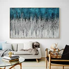 Роскошная абстрактная синяя серая живопись на холсте современный скандинавский плакат и принты настенное искусство для гостиной домашний Декор Картина художественное оформление