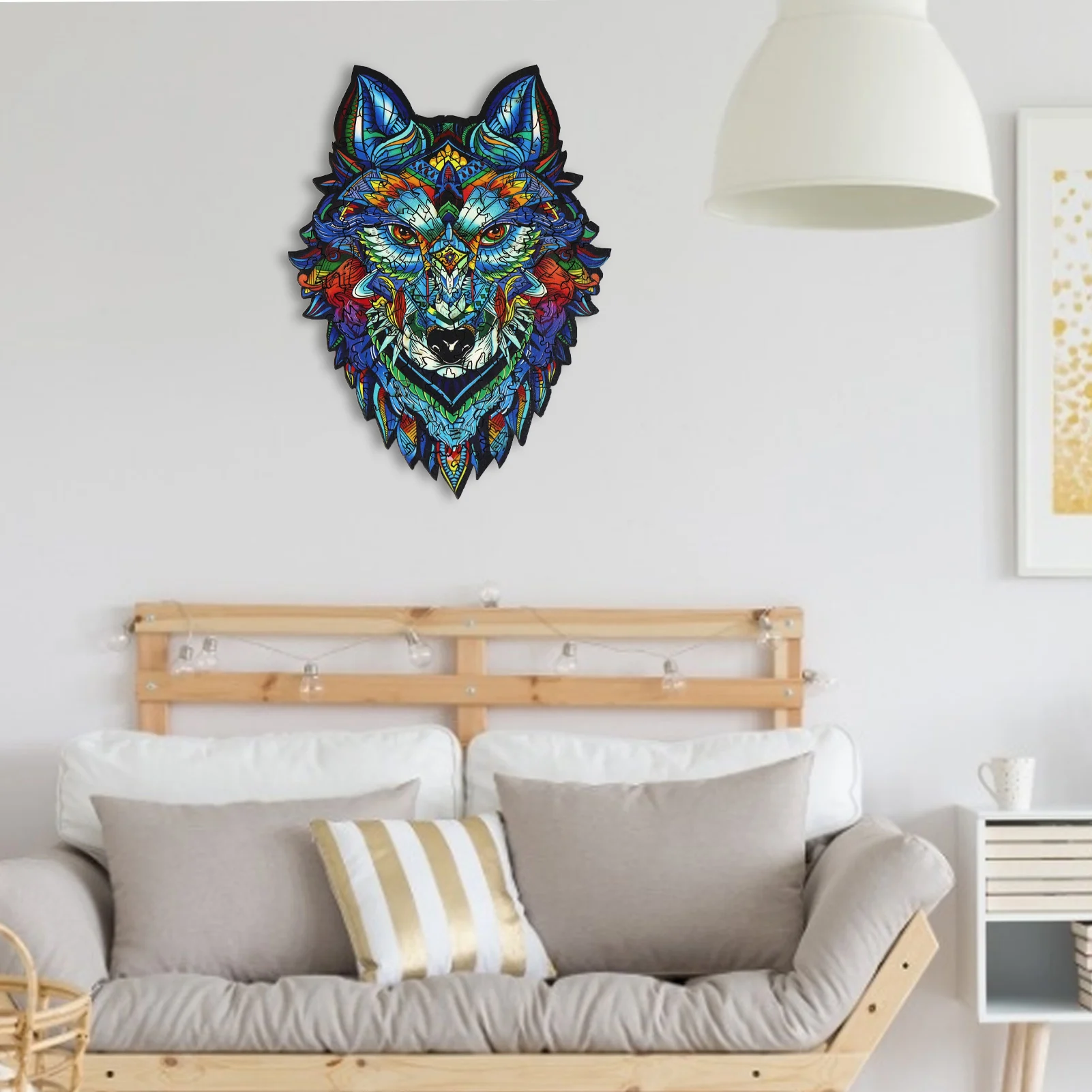 

116pcs A4 Wolf Wooden Animal Jigsaw Puzzles Wolf Head 3D Puzzle For Adults Kids Educational Puzzle Gift Interactive Games Toy