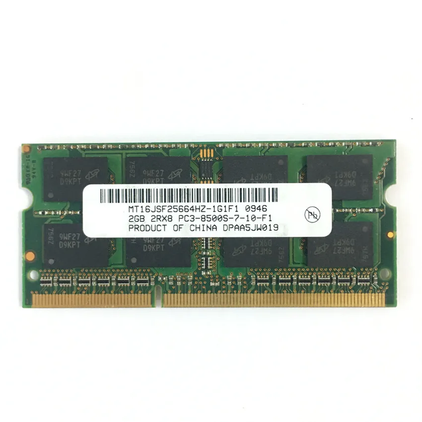 Оперативная память для ноутбука DDR3 2 Гб PC3 8500S 1066 МГц pc3 модуль SODIMM RAM Micron чипсет|ddr3