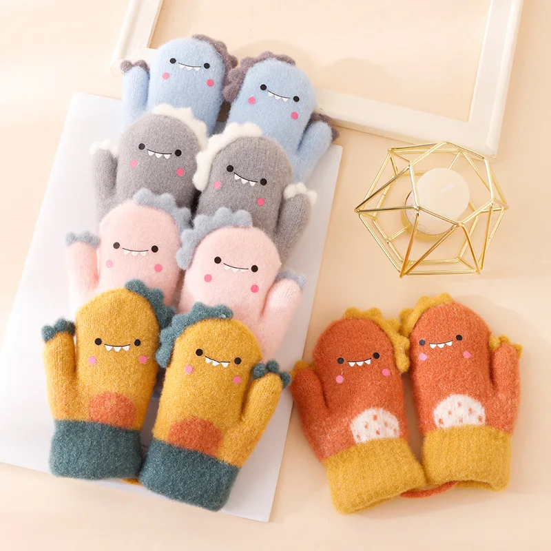 

Cartoon Dinosaur Baby Gloves Soft Thick Warm Newborn Gloves For Baby Girls Boys Winter Cotton Kids Children Mittens
