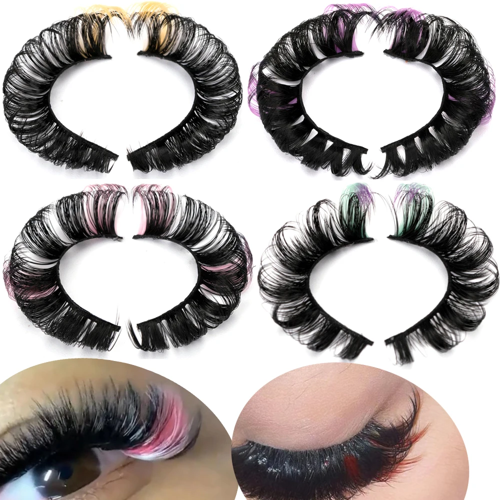 

NEW C/D curl Colored Lashes 3d Mink Lashes Wholesale Dramatic Colorful Natural Eyelashes Extension Make up Fake Eyelashes