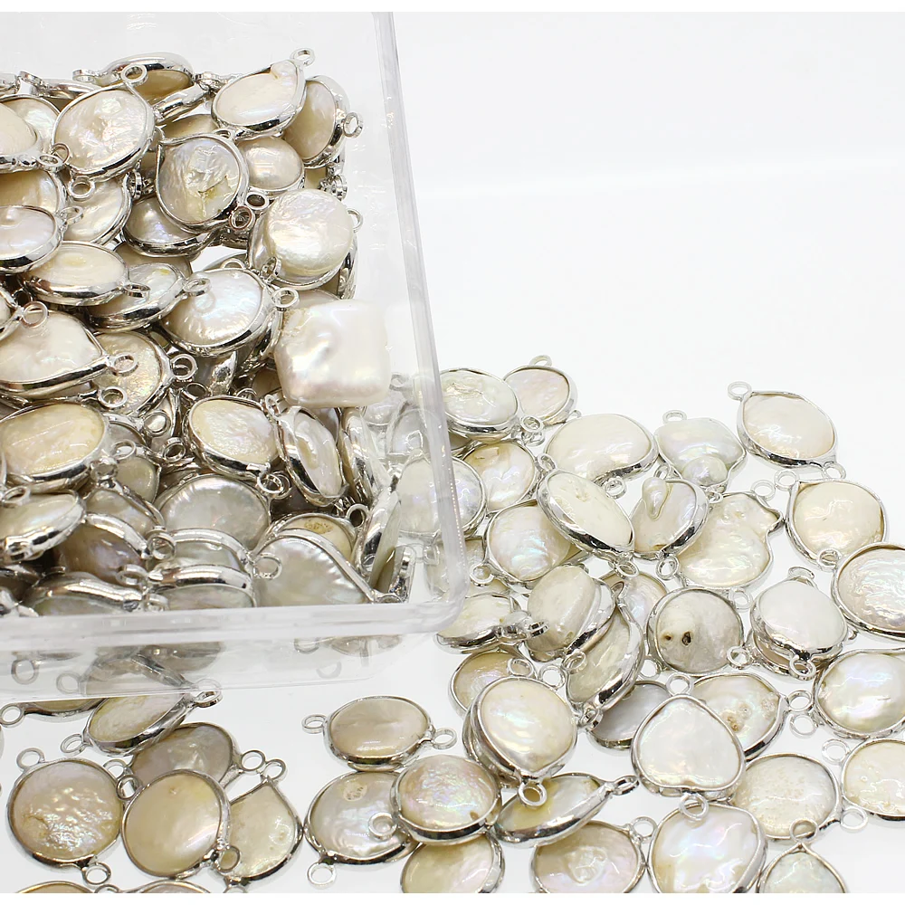 5 шт./пакет из натурального речного жемчуга белого цвета круглое двойное кольцо