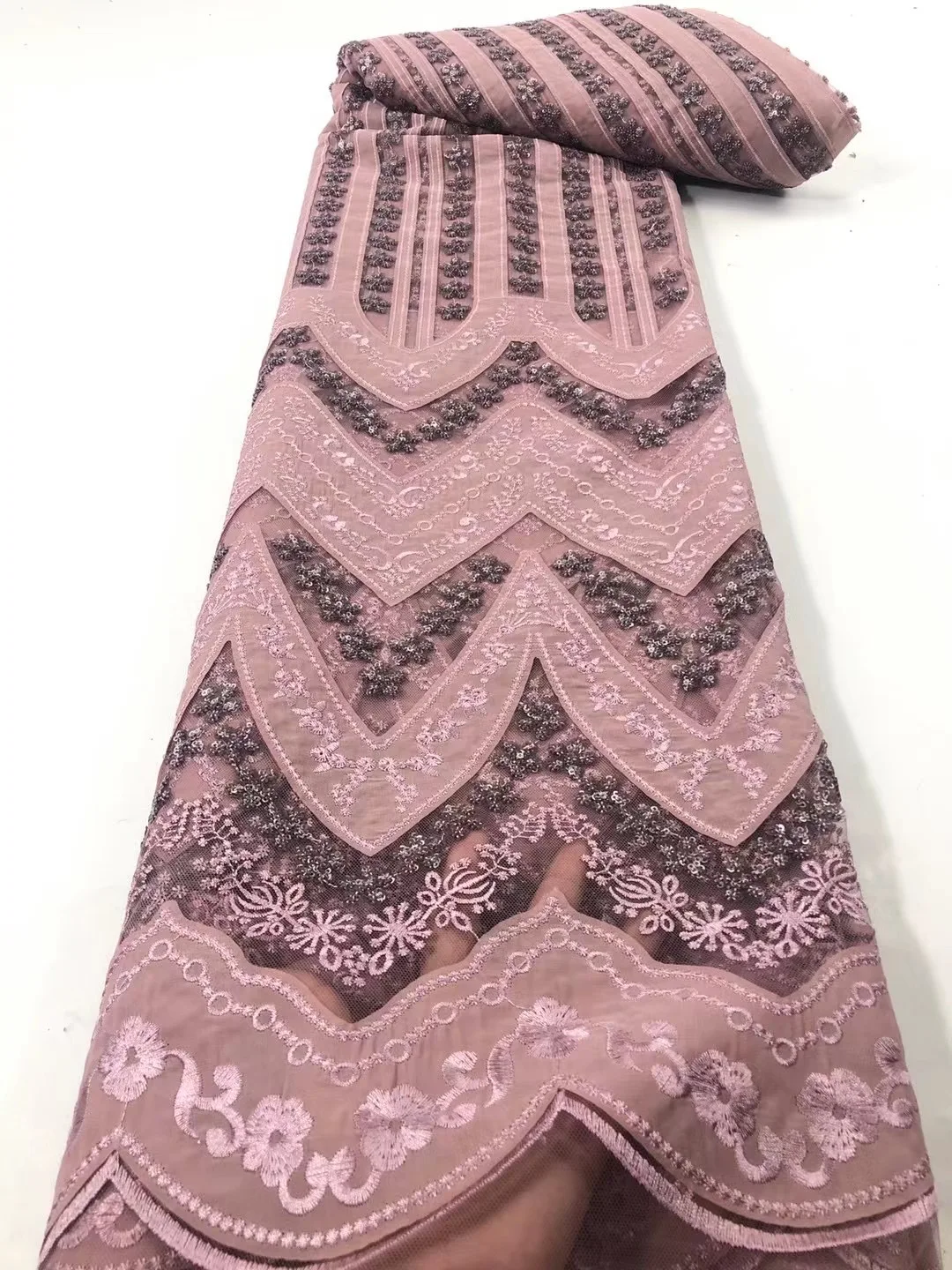 

latest embroidered net lace fabric with sequins french style cortton lace fashion party dress fabric wedding part