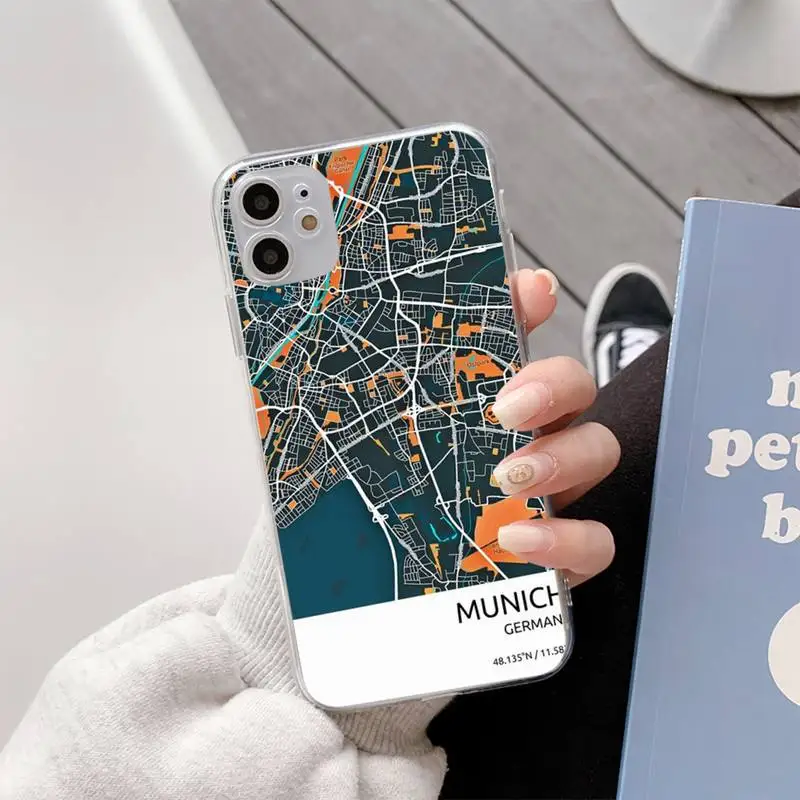 

Ins Travel Country Sketch City Map Phone Cases For Iphone11 12 Pro Max SE 2020 8 Plus Xs Max Xr Transparent Soft Silicone Cover
