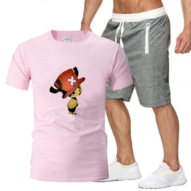

Summer jogging men's T-shirt short-sleeved suit casual sportswear sports shorts breathable 2-piece cotton suit new fashion