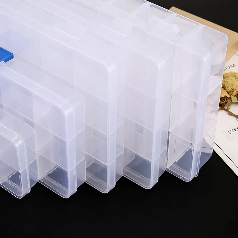 

New Style Transparent Grids Storage Box DIY Jewelry Nail Beads Sequin Diamond Receive Case Adjustable Portable Crafts Organizer