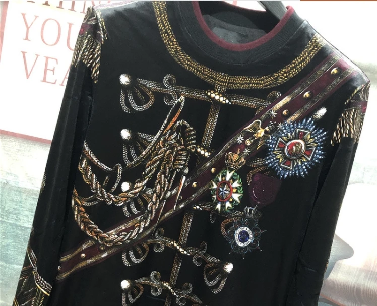 

2021 20ss new fashion velvet knight crown royal letter print brand famous clothing luxury sweatshirts pullover designer for men