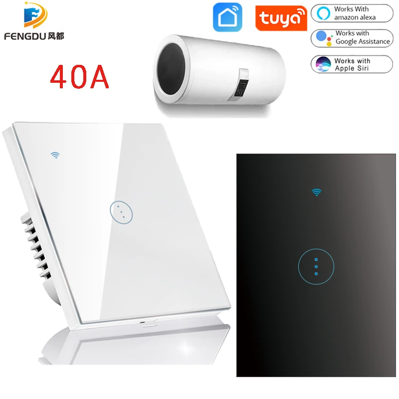 WiFi Smart Boiler Switch Water Heater Smart Touch Switch 40A Tuya EU UK US AU App Control Timer Voice Siri Alexa Google Home