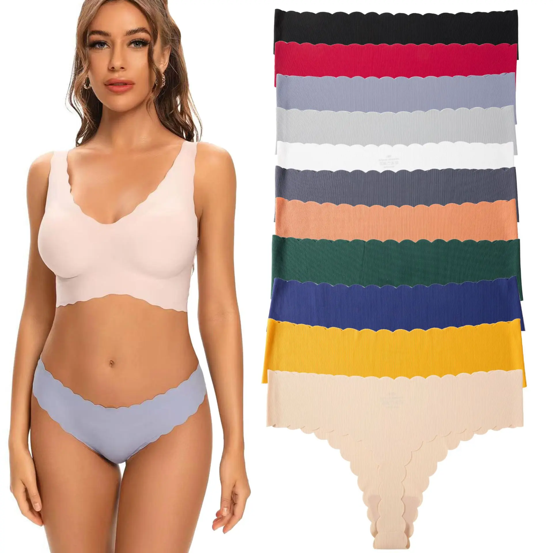 

QIWN Women's Yoga Sport Solid Panties Ruffle Seamless G-String Thongs Female Soft Cotton Low Rise Underwear Breathable Lingerie