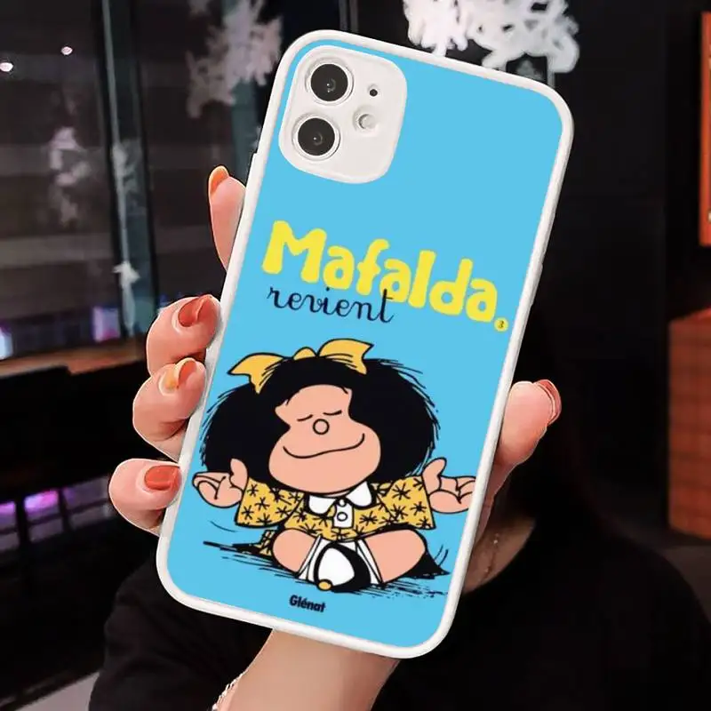 

mafalda Phone Case Matte Transparent for iPhone 7 8 11 12 s mini pro X XS XR MAX Plus cover funda