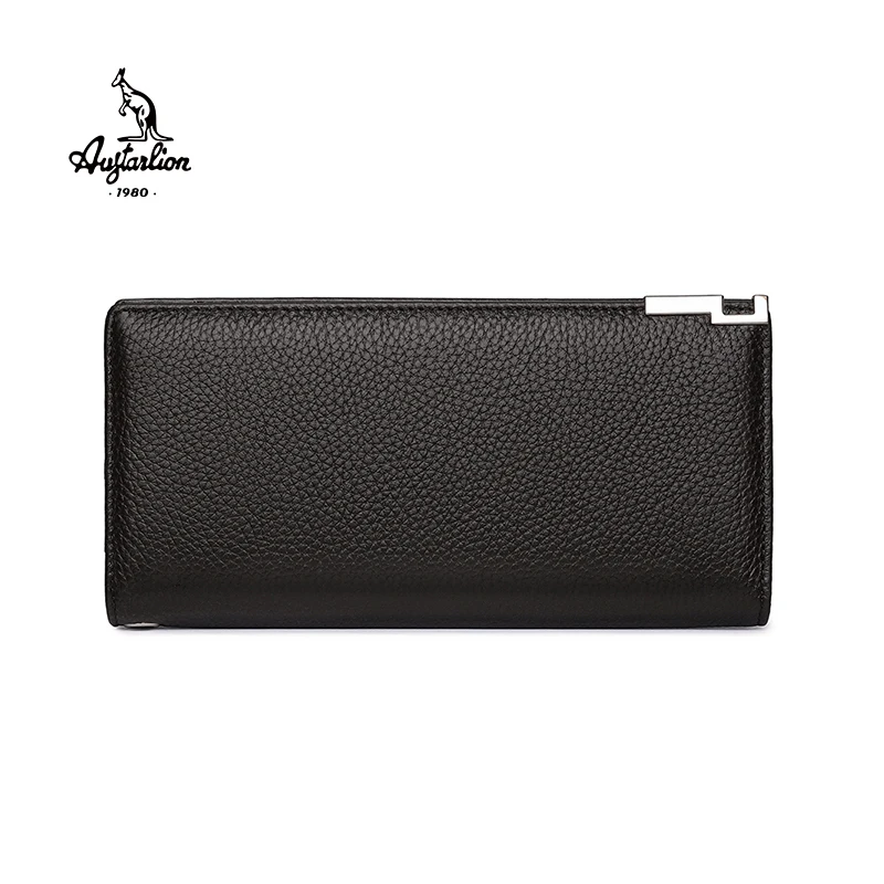 Genuine Leather Purse Men Bifold Long Designer Cash Coin Pocket Card Holder Clutch Bag Vintage Male Wallet Without Boxs | Багаж и сумки