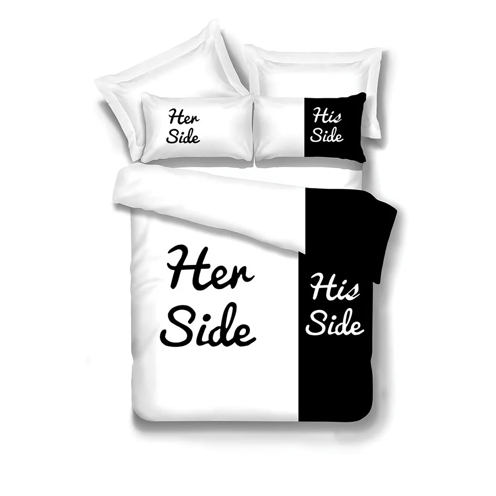 

Her side and His Side Couple Lover Bedding Sets Duvet Cover Set Bedsheet Pillowcase Queen King Size Bedlinen
