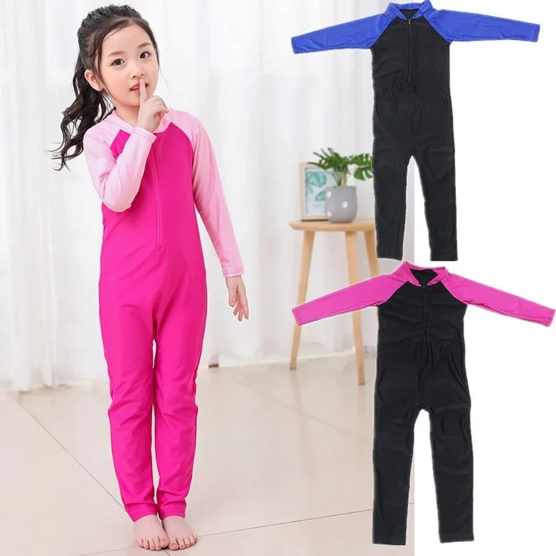 Купальный костюм для девочек мусульманский ислам детские цельные костюмы