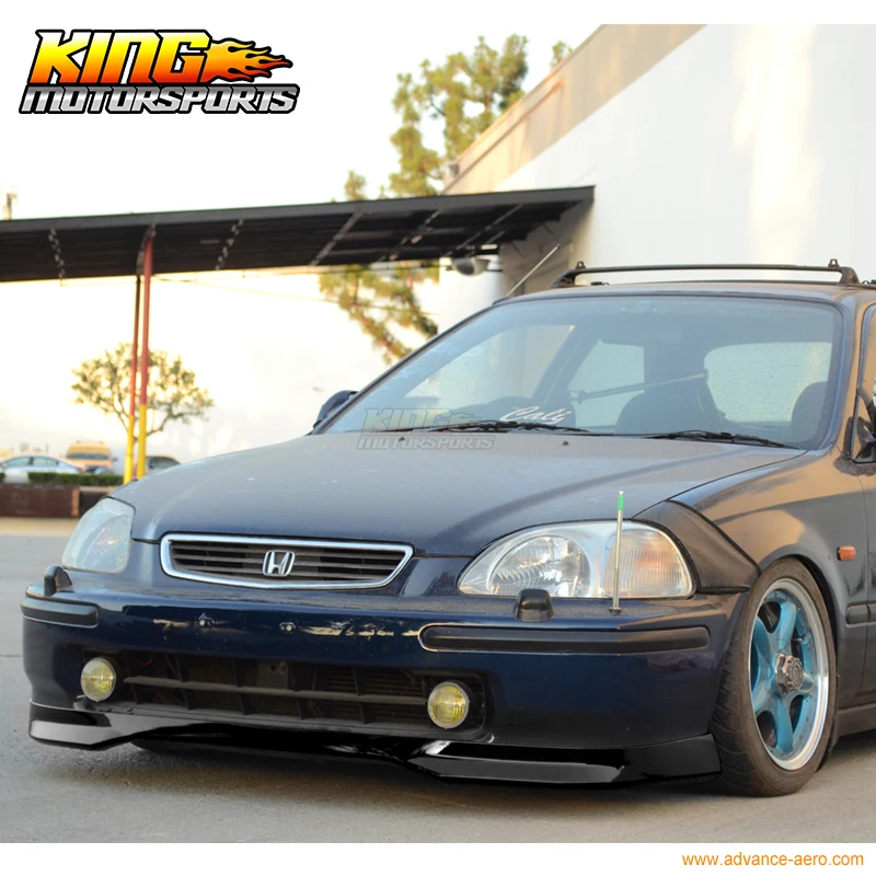 Подходит для 96 97 98 honda Civic JDM T R стиль черный передний бампер спойлер PP Global