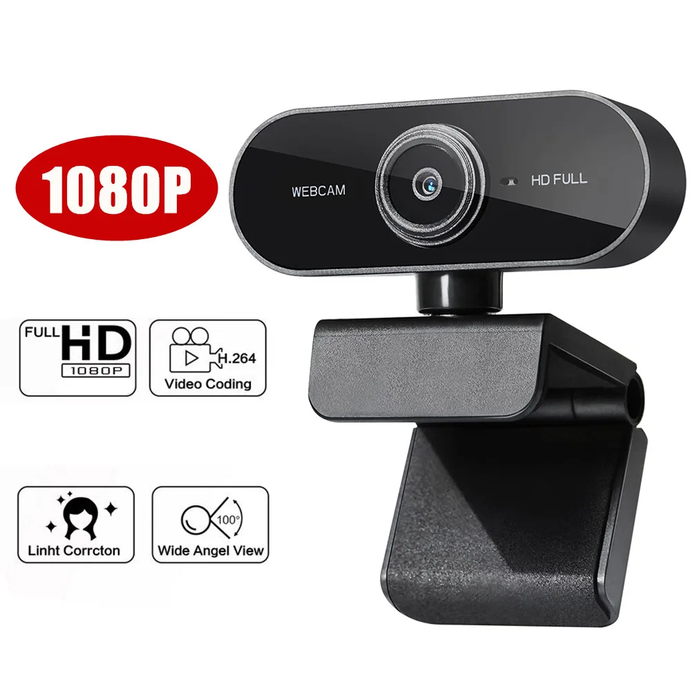 Мини-веб-камера с поворотом HD 1080P веб-камера для пк микрофоном камеры прямой