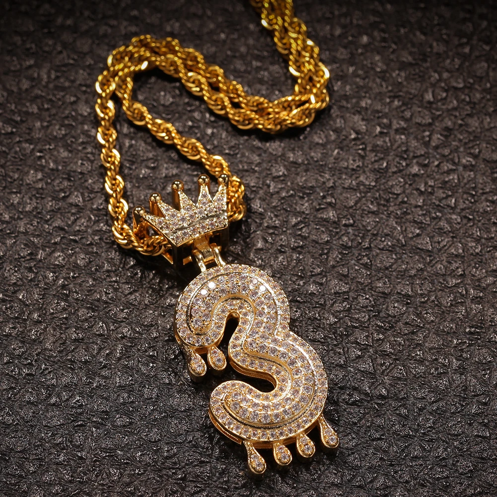 Uwin индивидуальная Корона капельного номера Bling Iced Out ожерелье для мужчин и женщин