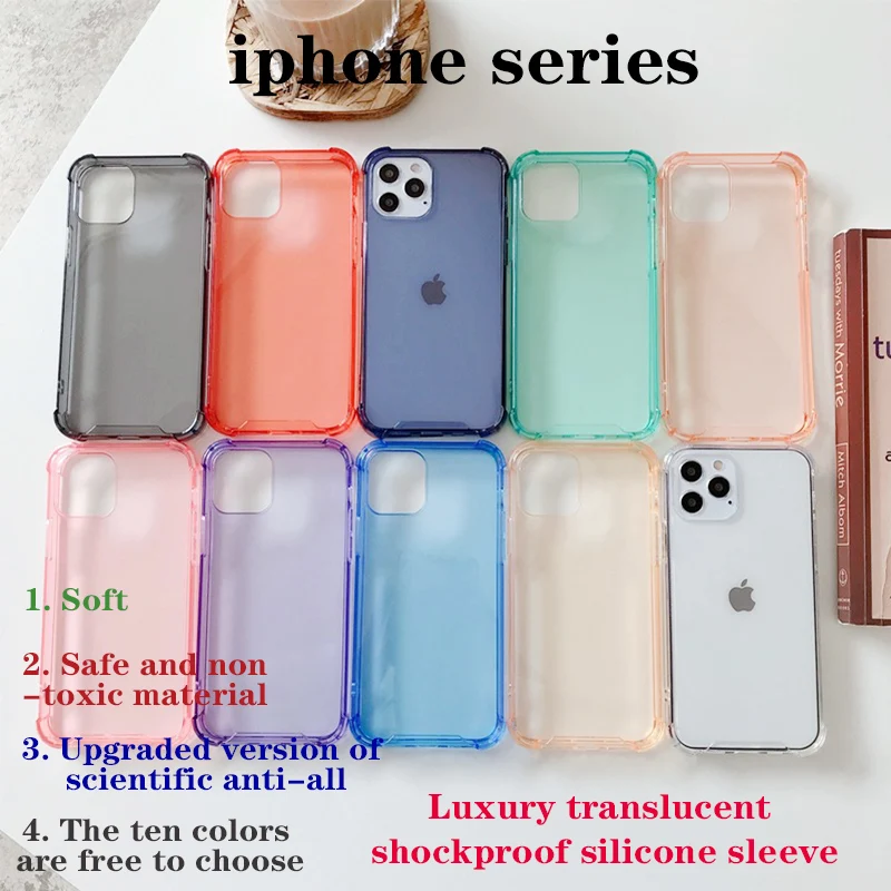 

Luxury transparent shockproof silicone Case For iPhone 11 X Xr Xs Max 12 11 Pro Max 8 7 6s Plus SE Case