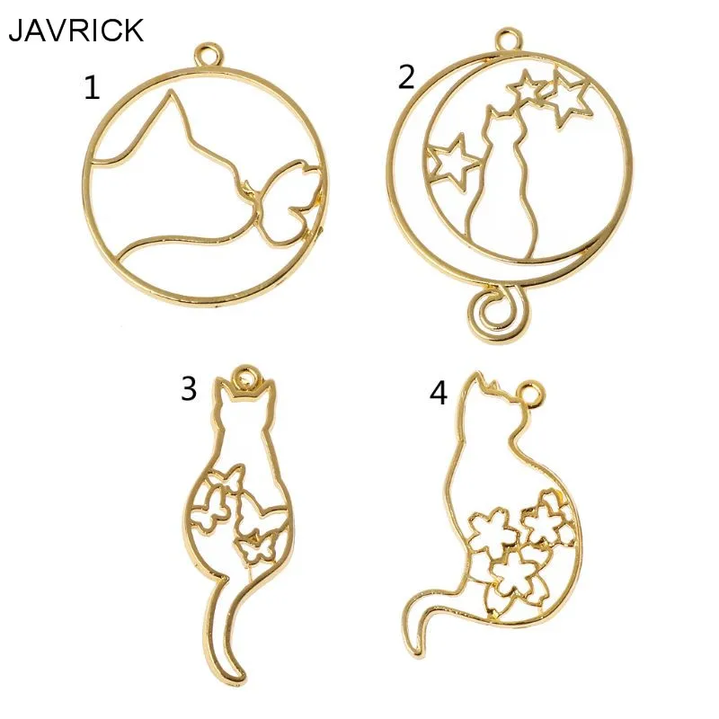 

5Pcs Cute Cat Dog Hollow Frames Pendants Bezels Setting Resin Jewelry Making