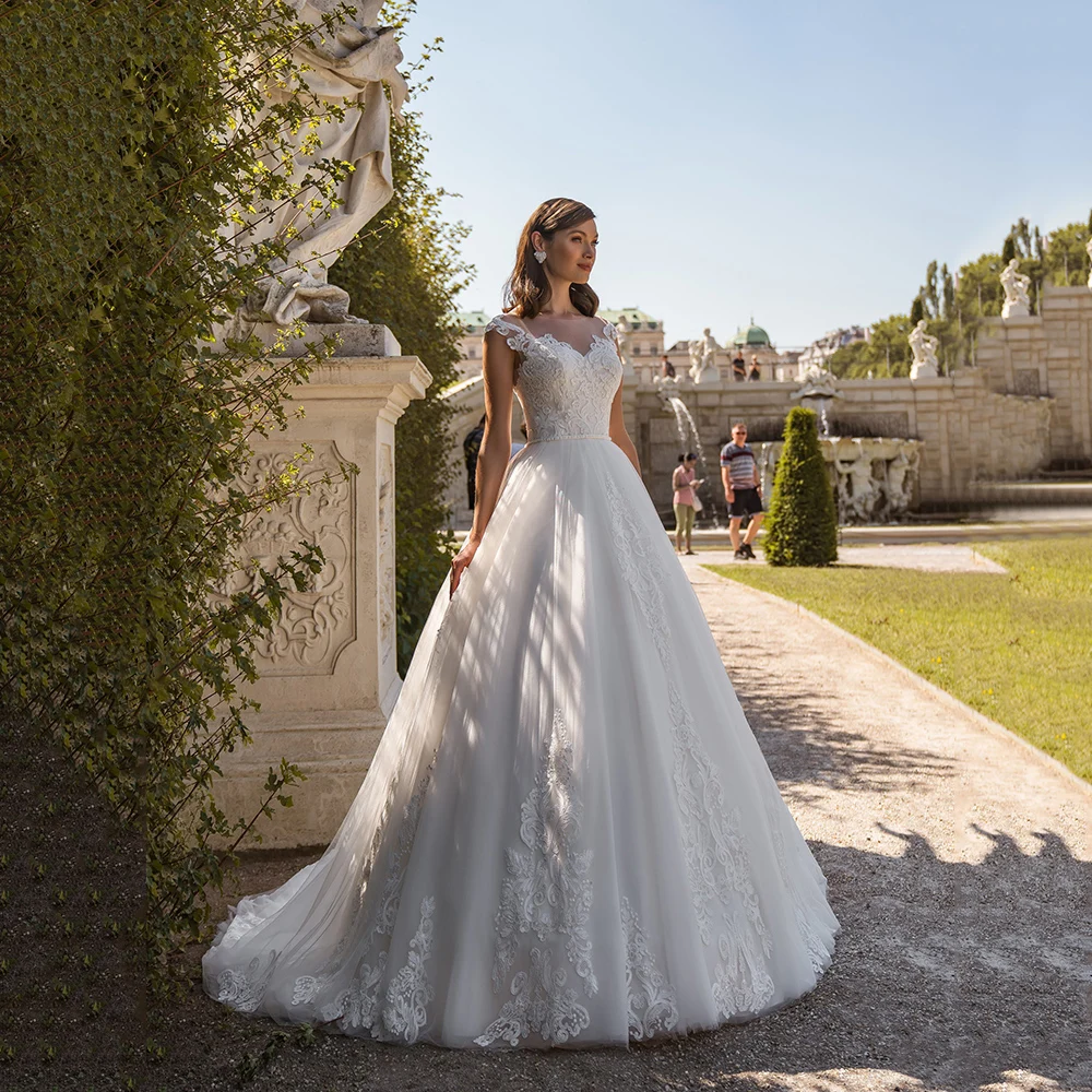 

Ball Gown Wedding Dresses Elegant Tulle Applique Sweetheart Bridal Party Long Robe Princess Vestido De Novia