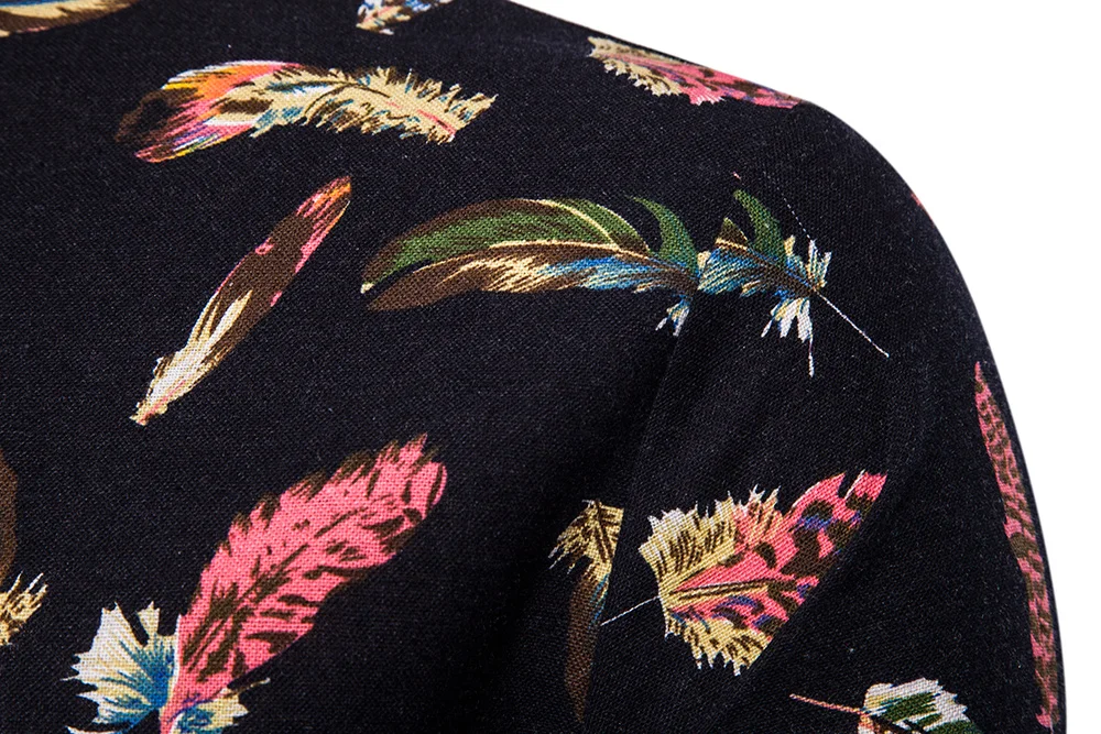 

Fashion Spring Autumn Casual Men Shirt Slim Fit Flower Print Linen Shirt Long-sleeved Shirts Male Floral Social Masculina S-2XL