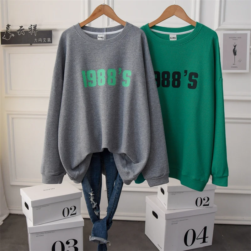 

Fall Women Printing Casual Basic Sweat Coat 2021 Maxi Size Long Sleeve Crewneck Cotton Cozy Pullovers Sweatshirt Gray