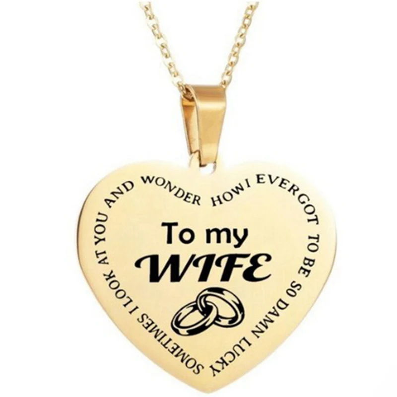 Для моей жены ожерелье из нержавеющей стали золотое сердечко серебряного цвета