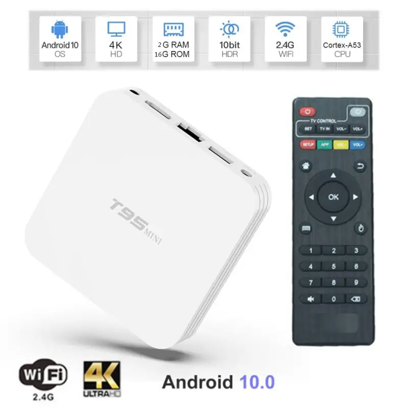 10 0 ТВ-приставка Android TV BOX Allwinner H313 2 4 ГГц Wi-Fi декодер H.265 4K Google Youtube медиаплеер HDR -