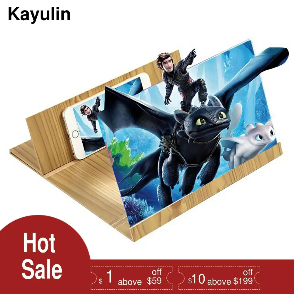 12 дюймовый 3D HD видеоусилитель Настольный складной деревянный кронштейн