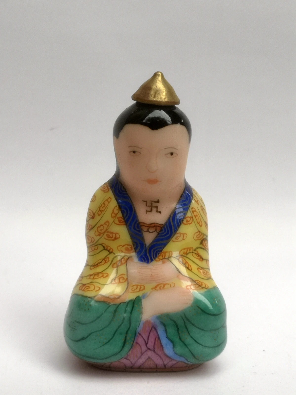

YIZHU CULTUER ART Unique Signature Old Collect China Porcelain Painting Buddha Statue Snuff Bottle Family Decoration Gift