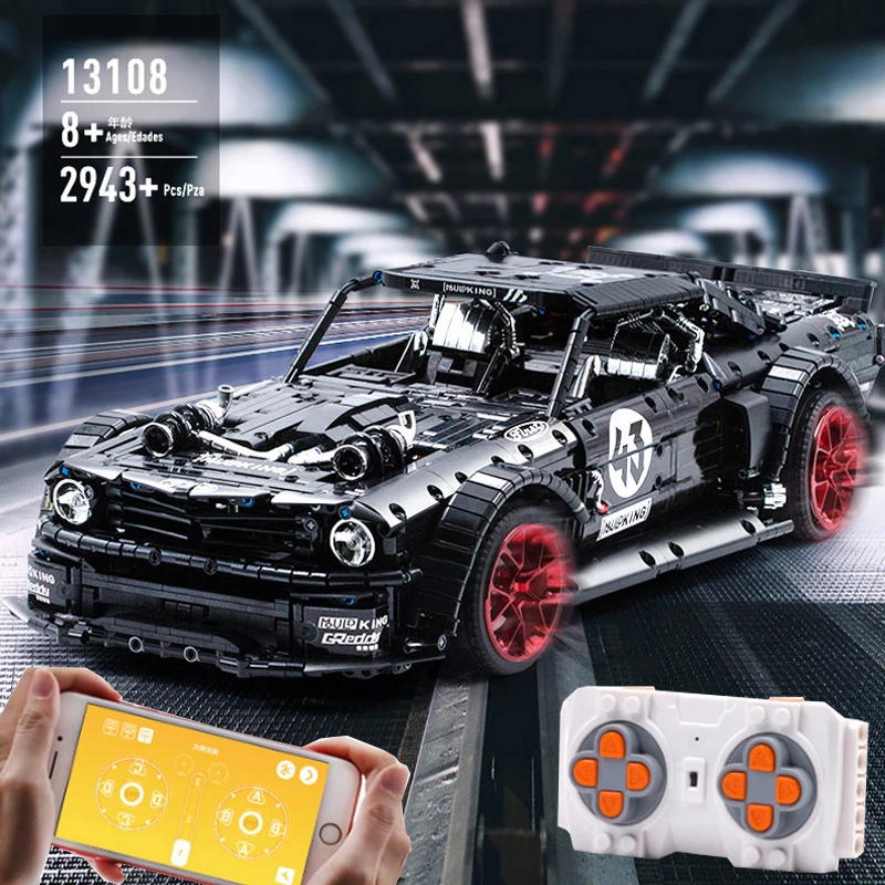MOC серия Technic автомобиль Ford Mustang Электрический мотор спортивный с дистанционным