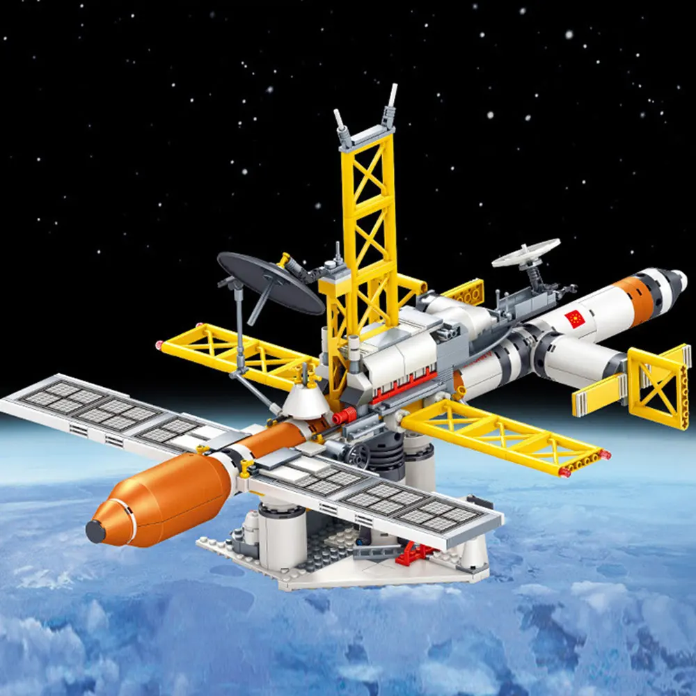 Космические приключения небольшие строительные кирпичи космический корабль ракетная установка Станция