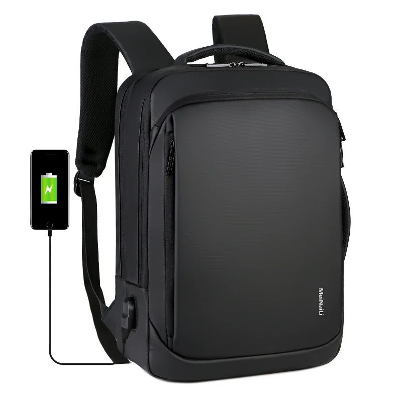 Sac à dos double pour voyage d'affaires, pour hommes et femmes, à la mode, multifonctionnel, antivol, chargeur usb intelligent, sacoche d'ordinateur