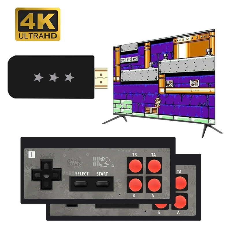 Video Game Console Built in 1551 Games 8 Bit Game Player Handheld Game Console Dual Wireless Controller Gamepad HD TV Output