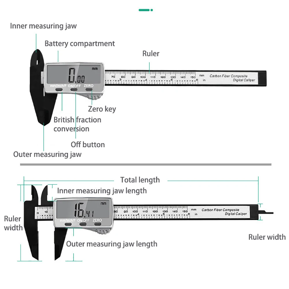 Электронный цифровой штангенциркуль 150 мм с большим ЖК-экраном