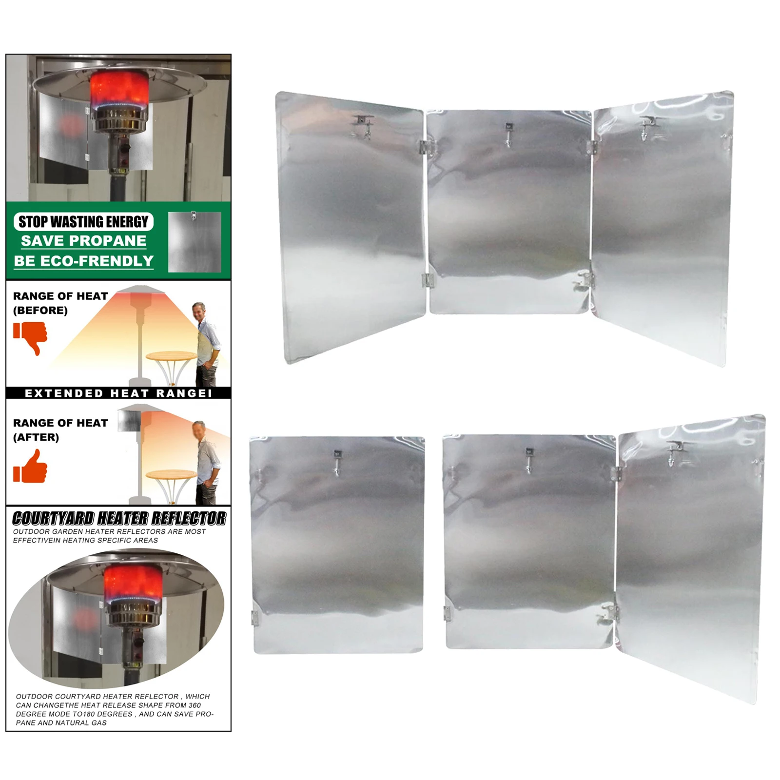 

Patio Heater Heat Focused on Reflector Foldable Heater Shield for Yard Nautral