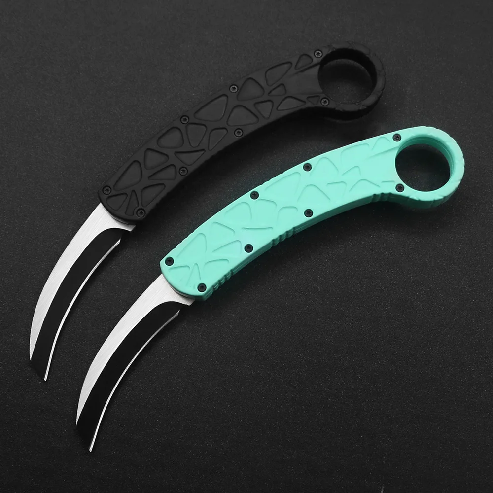 Волшебный флуоресцентный синий открытый OTF Кемпинг Охота Scimitar Двойное действие