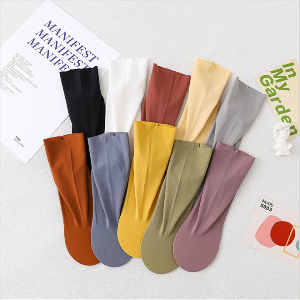 

New Summer Thin Socks Japanese Solid Color Candy Socks Ins Street Tide Ice Silk Cotton Bottom Sweat-absorbent Girl Cotton Socks