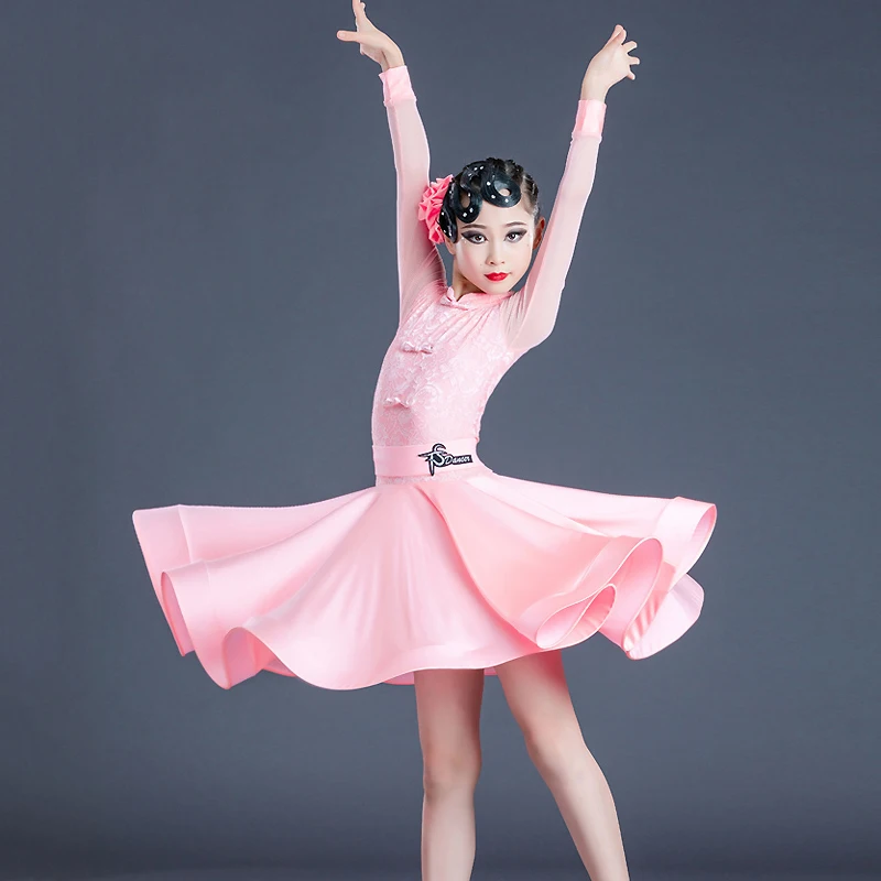 

Детское платье для латиноамериканских танцев 2022, платье в китайском стиле с длинным рукавом, платье для соревнований по танго, Латиноамерик...