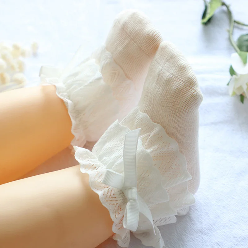 

Spring Autumn New Baby Socks Cute Lace Flower Bows Newborn Infant Girl Socks Cotton Princess Girls Socks 2020