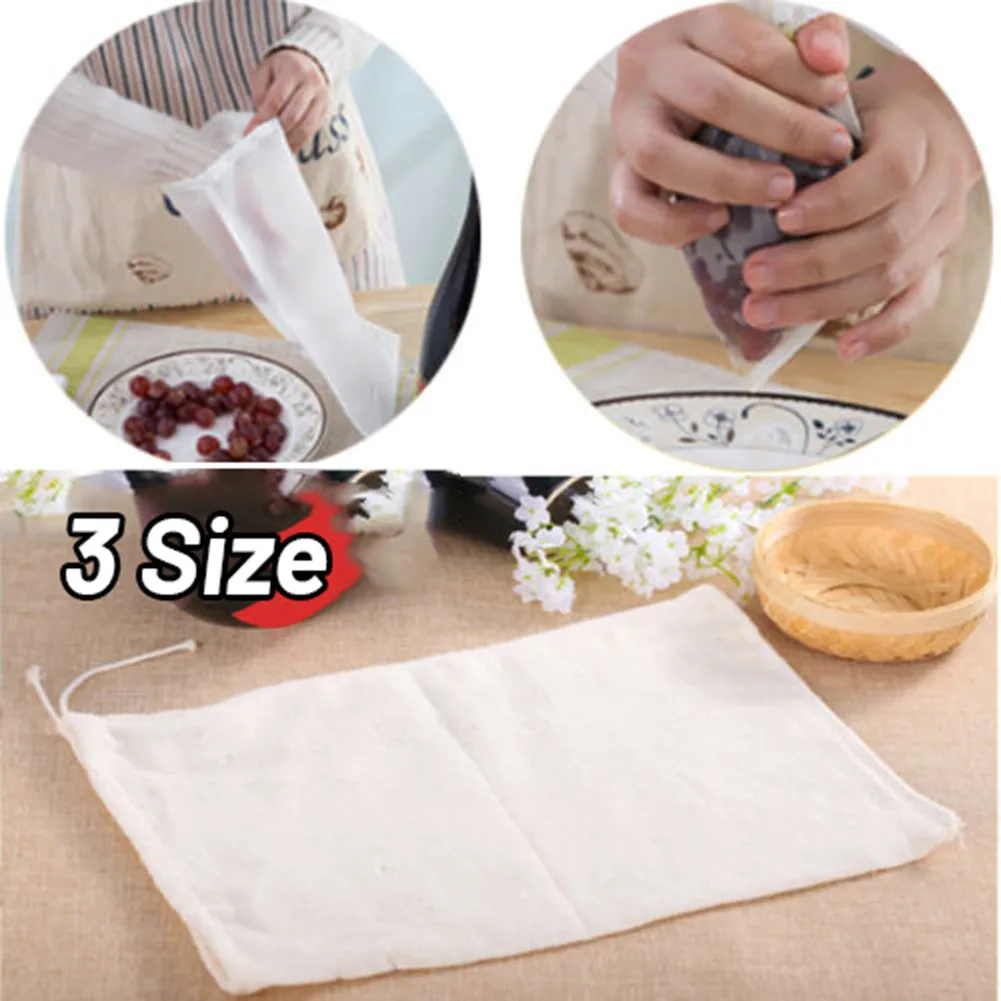 

Food Strainer Nylon Cheesecloth Home Solid Kitchen Tools Fine Mesh Drawstring Reusable Portable Coffee Filter Nut Milk Bag