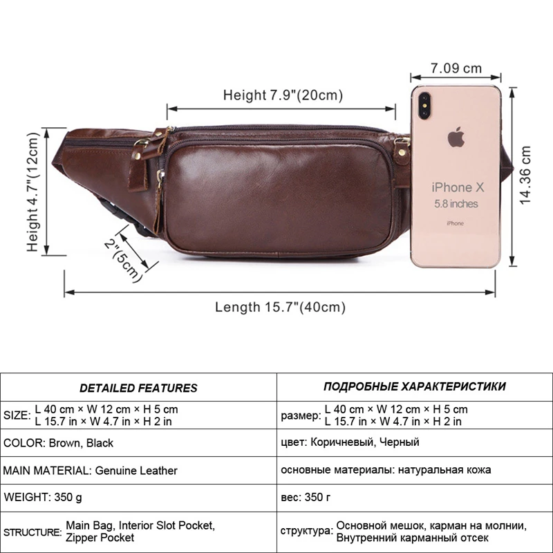 

Men Big Capacity Vintage Cow Leather Trend Multi-function Sports Pockets Outdoor Leisure Running Mountaineering Bag High Quality